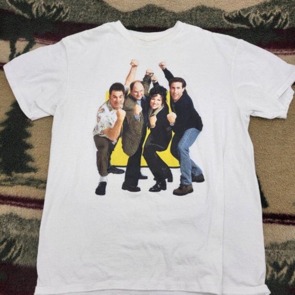 Seinfeld TV Cast T-shirt White Jerry Elaine Kramer George - Picture 2 of 5